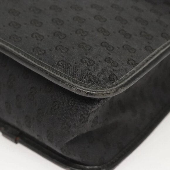 GUCCI Micro GG Canvas Bamboo Shoulder Bag PVC Black Gold Auth sw753 - Picture 11 of 15